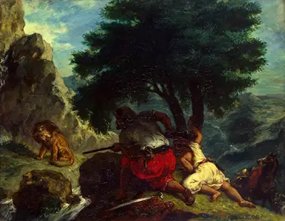 Lion Hunt in Morocco Eugene Delacroix